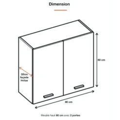 Meuble Haut De Cuisine Eco Blanc Brillant 2 Portes L 80 Cm -VIDAXL || Bosch || Whirlpool Soldes 30043038 2