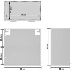 Armoire En Verre Suspendue Blanc 60x31x60 Cm Aggloméré VidaXL -VIDAXL || Bosch || Whirlpool Soldes 30113945 3