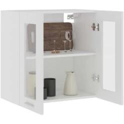 Armoire En Verre Suspendue Blanc 60x31x60 Cm Aggloméré VidaXL -VIDAXL || Bosch || Whirlpool Soldes 30113945 4