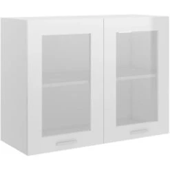 Armoire En Verre Suspendue Blanc Brillant 80x31x60 Cm Aggloméré VidaXL