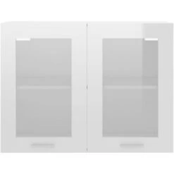 Armoire En Verre Suspendue Blanc Brillant 80x31x60 Cm Aggloméré VidaXL -VIDAXL || Bosch || Whirlpool Soldes 30113961 5