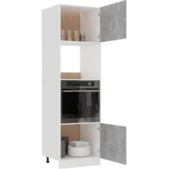 Armoire à Micro-ondes Gris Béton 60x57x207 Cm Aggloméré VidaXL -VIDAXL || Bosch || Whirlpool Soldes 30113966 4