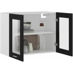 Armoire En Verre Suspendue Noir 80x31x60 Cm Aggloméré -VIDAXL || Bosch || Whirlpool Soldes 30366205 4
