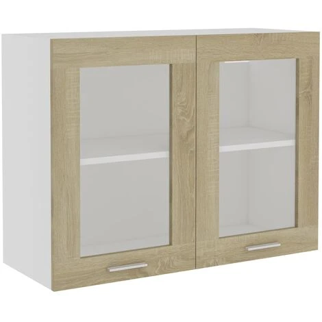 Armoire En Verre Suspendue Chêne Sonoma 80x31x60 Cm Aggloméré 4 Armoire En Verre Suspendue Chêne Sonoma 80x31x60 Cm Aggloméré – Image 2