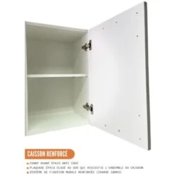 Meuble Haut De Cuisine Eco Gris Brillant 2 Portes L 60 Cm -VIDAXL || Bosch || Whirlpool Soldes 30823465 5