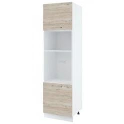 Colonne De Cuisine Pour Micro-onde Et Four Encastrable Bellissi Noyer Blanchi 2 Portes L 60 Cm