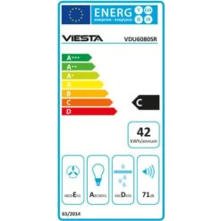 VIESTA VDU6080SR Hotte Aspirante Murale 60cm En Acier Inoxydable Avec éclairage LED - Classe énergétique C -VIDAXL || Bosch || Whirlpool Soldes 33896124 3