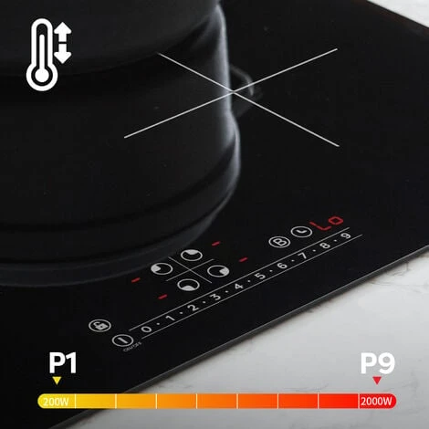 CIARRA CD4BBIH Plaque Induction 4 Foyers - 7200W - Boosters - Vitroceramique - Commandes Tactiles - Minuteur - L 59cm 5 CIARRA CD4BBIH Plaque Induction 4 Foyers - 7200W - Boosters - Vitroceramique - Commandes Tactiles - Minuteur - L 59cm – Image 3