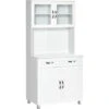 HOMCOM Armoire De Cuisine Contemporaine Multi-rangement 2 Placards Portes Grand Tiroir Coulissant Panneaux MDF Blanc -VIDAXL || Bosch || Whirlpool Soldes 37330550 1