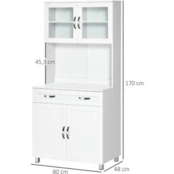 HOMCOM Armoire De Cuisine Contemporaine Multi-rangement 2 Placards Portes Grand Tiroir Coulissant Panneaux MDF Blanc -VIDAXL || Bosch || Whirlpool Soldes 37330550 3