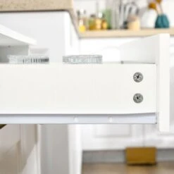 HOMCOM Armoire De Cuisine Contemporaine Multi-rangement 2 Placards Portes Grand Tiroir Coulissant Panneaux MDF Blanc -VIDAXL || Bosch || Whirlpool Soldes 37330550 4