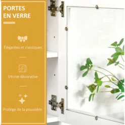 HOMCOM Armoire De Cuisine Contemporaine Multi-rangement 2 Placards Portes Grand Tiroir Coulissant Panneaux MDF Blanc -VIDAXL || Bosch || Whirlpool Soldes 37330550 5