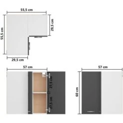 Armoire D'angle Suspendue Gris 57x57x60 Cm Aggloméré VidaXL -VIDAXL || Bosch || Whirlpool Soldes 38220142 3