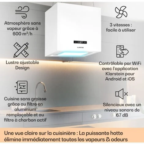Kronleuchter Smart Hotte Aspirante îlot 595m³ / H Panneau LED Contrôle Par Application 4 Kronleuchter Smart Hotte Aspirante îlot 595m³ / H Panneau LED Contrôle Par Application – Image 2