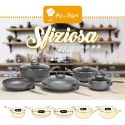 Set De Casseroles Poêles Couvercles Louches Antiadhésif 12 Pièces Sfiziosa Stone -VIDAXL || Bosch || Whirlpool Soldes 42004397 5