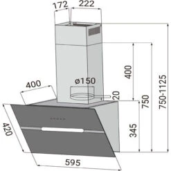 CIARRA Hotte Inclinee Tactile 60cm 650m/h Classe A++ Filtre Actif 4 Vitesses Recyclage Ou Evacuation - Verre Noir - CD6736FB -VIDAXL || Bosch || Whirlpool Soldes 43900943 5