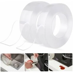 Ruban à Calfeutrer De Cuisine,Bande D Etancheite Salle De Bain,Ruban Adhésif Proof Trim Calfeutrer Finition Cuisine Salle De Bain Baignoire Irisfr(Paquet De 2, Transparent)