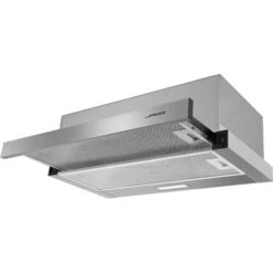 Hotte Aspirante Extractible Murale/encastrable 60 Cm 2 Vitesses 300 M³/h évacuation/recirculation Led 2 Filtres à Graisses Acier Inoxydable Hotte De Cuisine Télescopique