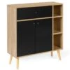 Meuble De Rangement EMMIE Scandinave Bois Et Noir Avec Placard Et Tiroir -VIDAXL || Bosch || Whirlpool Soldes 46212965 1