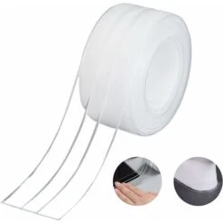 Bande D'Étanchéité,Salle De Bain Joint Double Pli Silicone Blan Ruban Baignoire Auto-Adhésif/Imperméable Mildiou Prévention Cafard Pour Cuisine Évier 38mm X 3.2m Transparent Fontainebleau