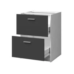 EXTRA - Meuble Casserolier De Cuisine 60cm 2 Tiroirs - Gris Mat -VIDAXL || Bosch || Whirlpool Soldes 52171124 2
