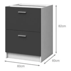 EXTRA - Meuble Casserolier De Cuisine 60cm 2 Tiroirs - Gris Mat -VIDAXL || Bosch || Whirlpool Soldes 52171124 3