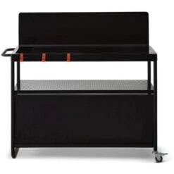 BRASERO - Chariot Infinite 100 Pour Plancha - Desserte De Jardin Extérieur - 3 Niveaux De Rangement - 100 Cm - Crédence Anti-vent - Facile à Déplacer - Acier - Noir