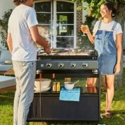 BRASERO - Chariot Infinite 100 Pour Plancha - Desserte De Jardin Extérieur - 3 Niveaux De Rangement - 100 Cm - Crédence Anti-vent - Facile à Déplacer - Acier - Noir -VIDAXL || Bosch || Whirlpool Soldes 52477050 4