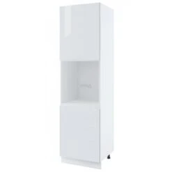 Colonne De Cuisine Pour Four Encastrable Bellissi Blanc Brillant 2 Portes L 60 Cm Type De Poignee: Porte Avec Poignée Integrée