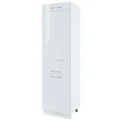 Colonne De Cuisine Pour Réfrigérateur Encastrable Bellissi Blanc Brillant 3 Portes L 60 Cm Type De Poignee: Porte Avec Poignée Apparente