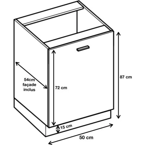 Meuble Bas De Cuisine Bellissi Blanc Brillant 1 Porte L 50 Cm Type De Poignee: Porte Avec Poignée Apparente 4 Meuble Bas De Cuisine Bellissi Blanc Brillant 1 Porte L 50 Cm Type De Poignee: Porte Avec Poignée Apparente – Image 2