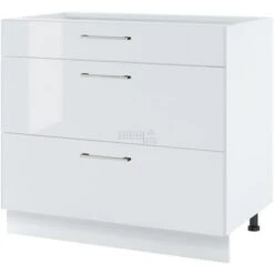 Casserolier Bellissi Blanc Brillant L 90 Cm Type De Poignee: Porte Avec Poignée Apparente