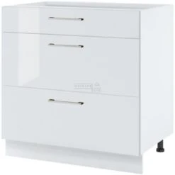 Casserolier Bellissi Blanc Brillant L 80 Cm Type De Poignee: Porte Avec Poignée Apparente
