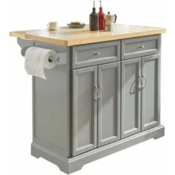 SoBuy FKW71-HG îlot De Cuisine Desserte Sur Roulettes Meuble De Cuisine De Service Roulant Avec Plans De Travail Rabattable - Grande Armoire De Rangement