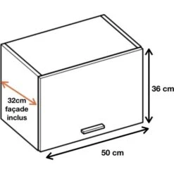 Meuble Haut SLIM De Cuisine Bellissi Chene 1 Porte Relevable L 50 Cm Type De Poignee: Porte Avec Poignée Apparente - Couleur: Décor Chêne Brut -VIDAXL || Bosch || Whirlpool Soldes 53641675 2