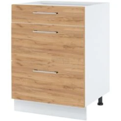 Casserolier Bellissi Chene L 60 Cm Type De Poignee: Porte Avec Poignée Apparente - Couleur: Décor Chêne Brut