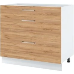 Casserolier Bellissi Chene L 90 Cm Type De Poignee: Porte Avec Poignée Apparente - Couleur: Décor Chêne Brut