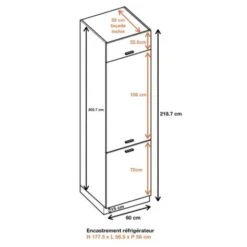 Colonne De Cuisine Pour Réfrigérateur Encastrable Bellissi Chene 3 Portes L 60 Cm Type De Poignee: Porte Avec Poignée Apparente - Couleur: Décor Chêne Naturel -VIDAXL || Bosch || Whirlpool Soldes 53641863 2