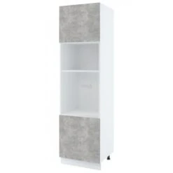 Colonne De Cuisine Pour Micro-onde Et Four Encastrable Bellissi Beton Naturel 2 Portes L 60 Cm Type De Poignee: Porte Avec Poignée Integrée