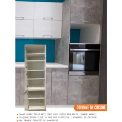 Colonne De Cuisine Pour Micro-onde Et Four Encastrable Bellissi Beton Naturel 2 Portes L 60 Cm Type De Poignee: Porte Avec Poignée Integrée -VIDAXL || Bosch || Whirlpool Soldes 53641876 4