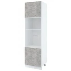 Colonne De Cuisine Pour Micro-onde Et Four Encastrable Bellissi Beton Naturel 2 Portes L 60 Cm Type De Poignee: Porte Avec Poignée Apparente
