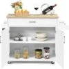 GOPLUS Desserte De Cuisine A Roulettes Avec 2 Etagere Et 1 Tiroirs, Chariot De Rangemant En Bois Avec Porte-Serviettes Pour Cuisine Et Salon, 116 X 40 X 85 CM (Blanc) -VIDAXL || Bosch || Whirlpool Soldes 54451487 1