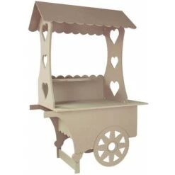 KuKoo Chariot Présentoir De Friandises, Porte Bonbons Et Cadeaux D’Invités De Mariage, Stand à Friandises Pour Les Fêtes D’Anniversaire Et Autre Evènements, Chariot Personnalisable En Planche MDF De 1
