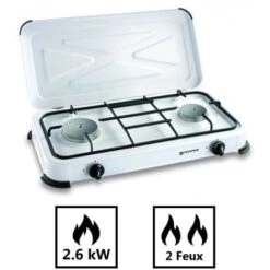 Plaque De Cuisson Gaz Portable 2 Feux KEMPER 2600 W - Blanc Laqué - Butane Ou Propane -VIDAXL || Bosch || Whirlpool Soldes 54690863 3