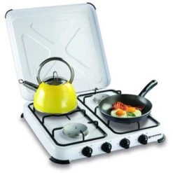 Plaque De Cuisson Gaz Portable 4 Feux Kemper- 4650 W - Blanc Laqué - Gaz Butane Ou Propane
