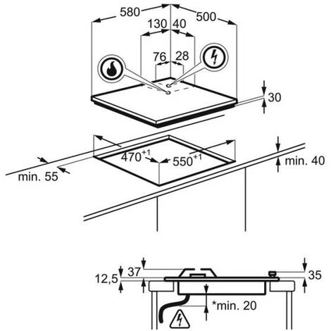 Table De Cuisson Mixte 60cm 4 Feux Blanc - Faure - Fgm64300w 4 Table De Cuisson Mixte 60cm 4 Feux Blanc - Faure - Fgm64300w – Image 2