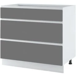 Casserolier Lovia Gris Mat L 90 Cm Type De Façade: Porte Avec Poignée Intégrée