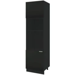 Colonne De Cuisine Pour Micro-onde Et Four Encastrable Lovia Noir Mat 2 Portes L 60 Cm Type De Façade: Porte Avec Poignée Intégrée