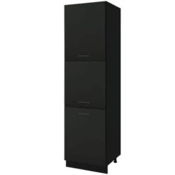 Colonne De Cuisine Lovia Noir Mat 3 Portes L 60 Cm Type De Façade: Porte Avec Poignée Apparente