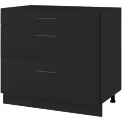 Casserolier Lovia Noir Mat L 90 Cm Type De Façade: Porte Avec Poignée Apparente